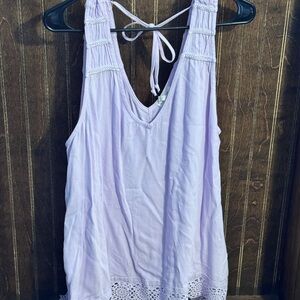 Maurices Light Purple Lace Trim Tank Top